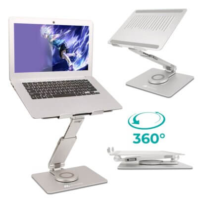 Laptop stand height and angle adjustment