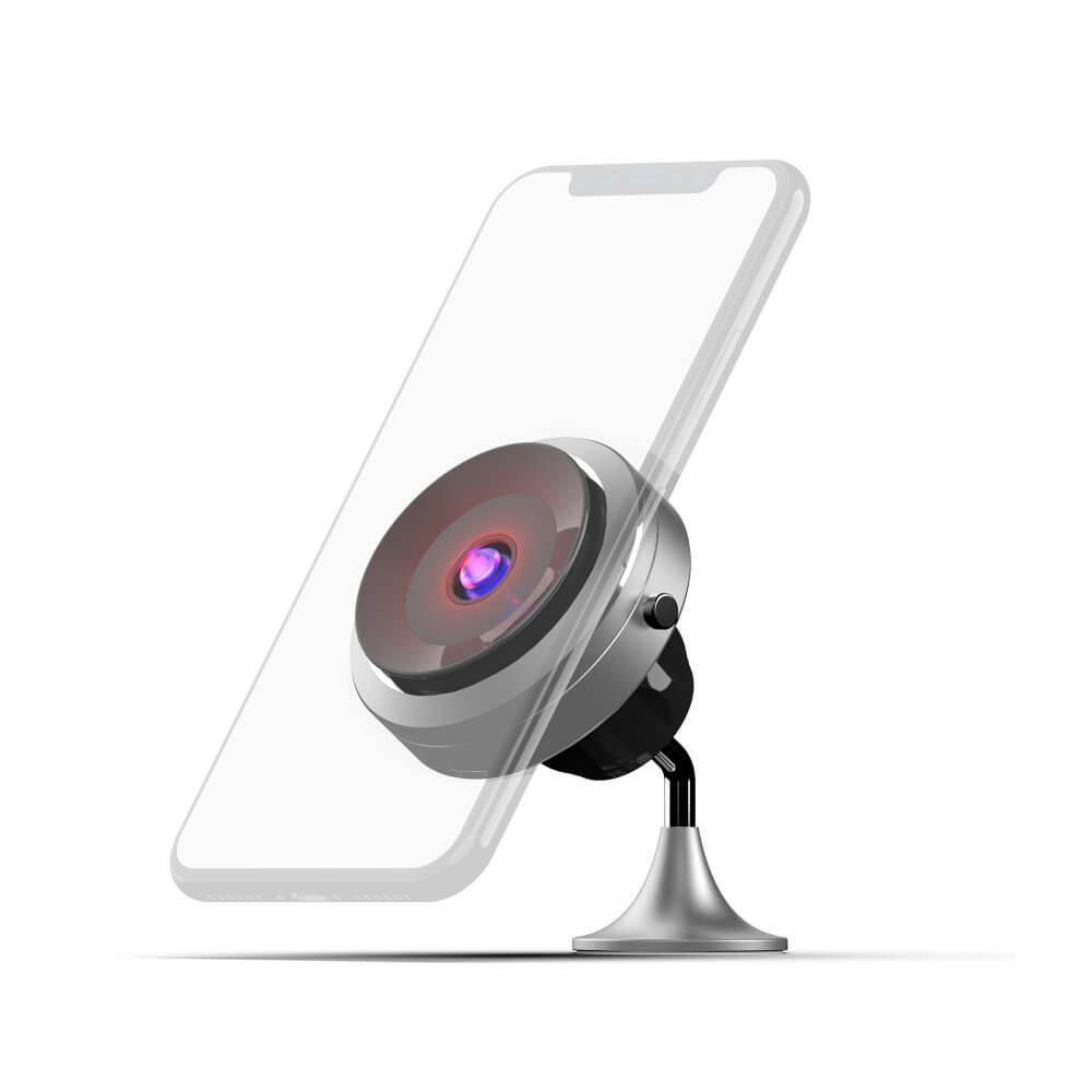 MA05- Mobile phone holder with vacuum suction cup and wireless charging QC3.0 – SILVER