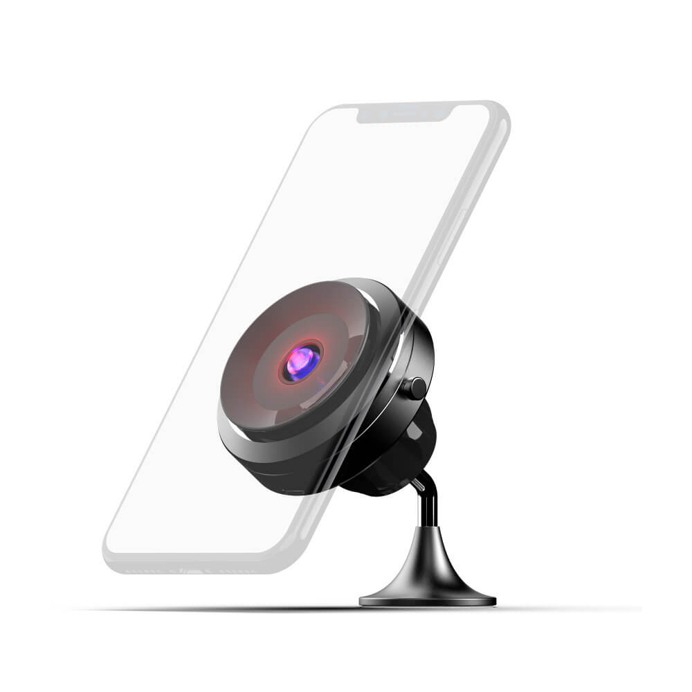 MA05- Mobile phone holder with vacuum suction cup and wireless charging QC3.0 – BLACK